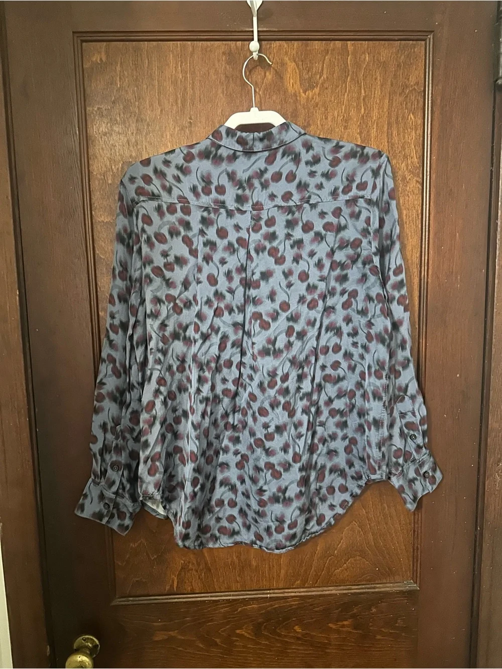 J.Crew Drapey button-up shirt in cherry-printed viscose twill Size L